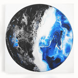 Abstract Bedroom Wall Art – Round Acrylic Canvas Print in Blue