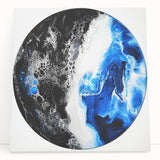 Abstract Bedroom Wall Art – Round Acrylic Canvas Print in Blue