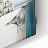 Close-up of abstract architecture wall art design on acrylic glass, featuring intricate shapes and vibrant colors, ideal for modern home decor.