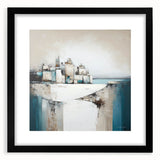 Abstract architecture wall art framed with a mat in black, showcasing geometric shapes and modern design elements. Perfect for contemporary home decor.