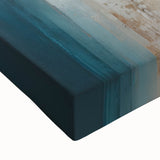 Abstract architectural wall art close-up on stretched canvas, showcasing vibrant colors and geometric patterns, ideal for modern interior decor.