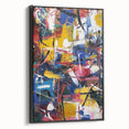 Framed canvas art displaying abstract black splatters on a textured surface, showcasing a modern design ideal for contemporary home decor. The side view emphasizes its sleek, minimalist aesthetic, perfect for enhancing any living space.