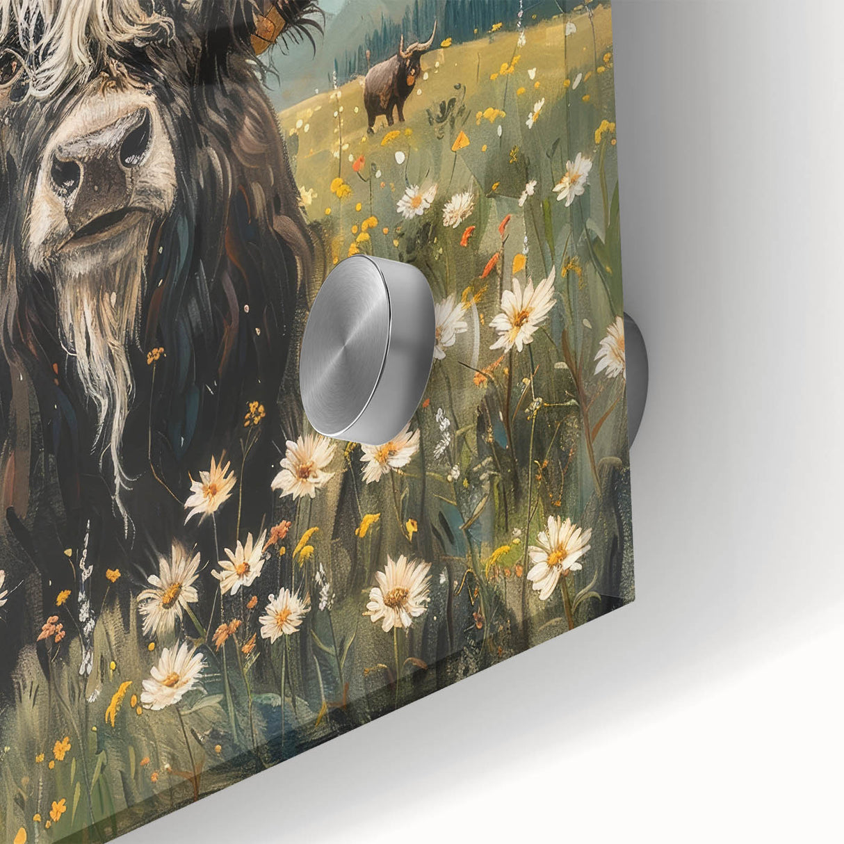 Vibrant close-up of a colorful acrylic glass artwork depicting various animals, showcasing intricate details and vivid colors, ideal for home decor or art collection.