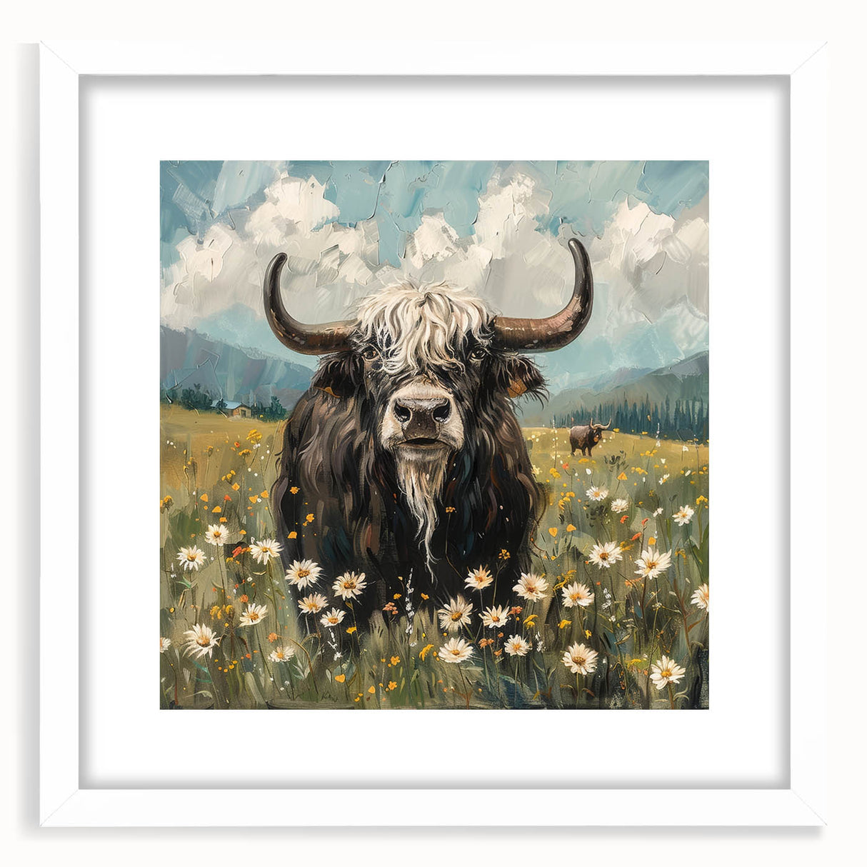 Framed wall art featuring a playful animal design with a white mat, showcasing vibrant colors and intricate details, perfect for children's room decor.