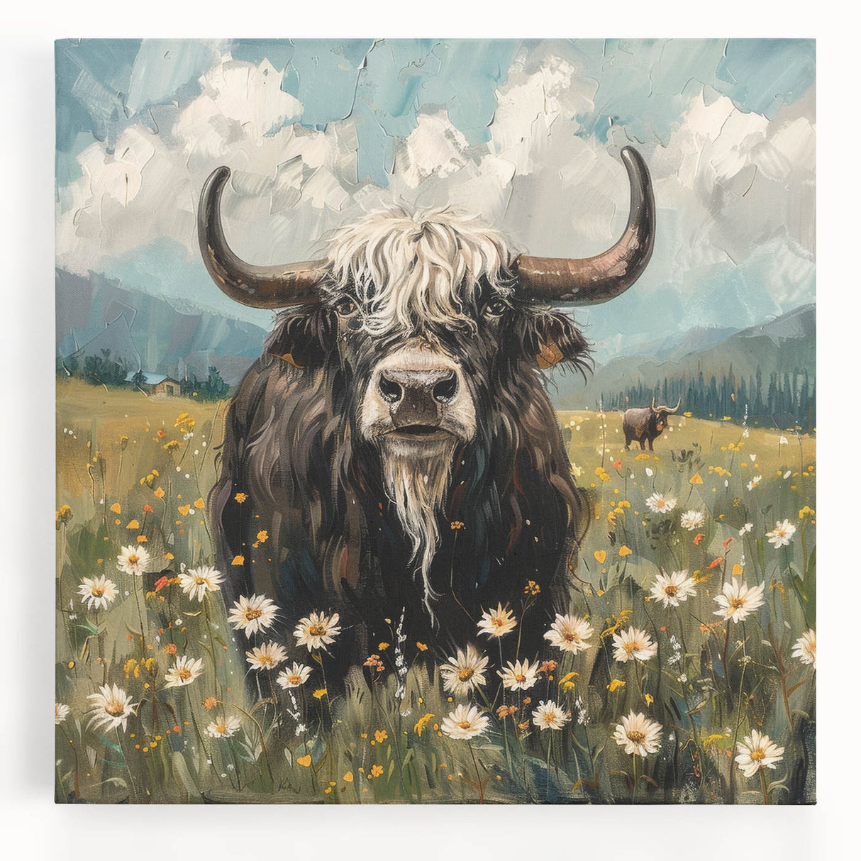Stretched canvas featuring a colorful animal-themed artwork showcasing a vibrant mix of wildlife, ideal for home decor and enhancing living spaces.
