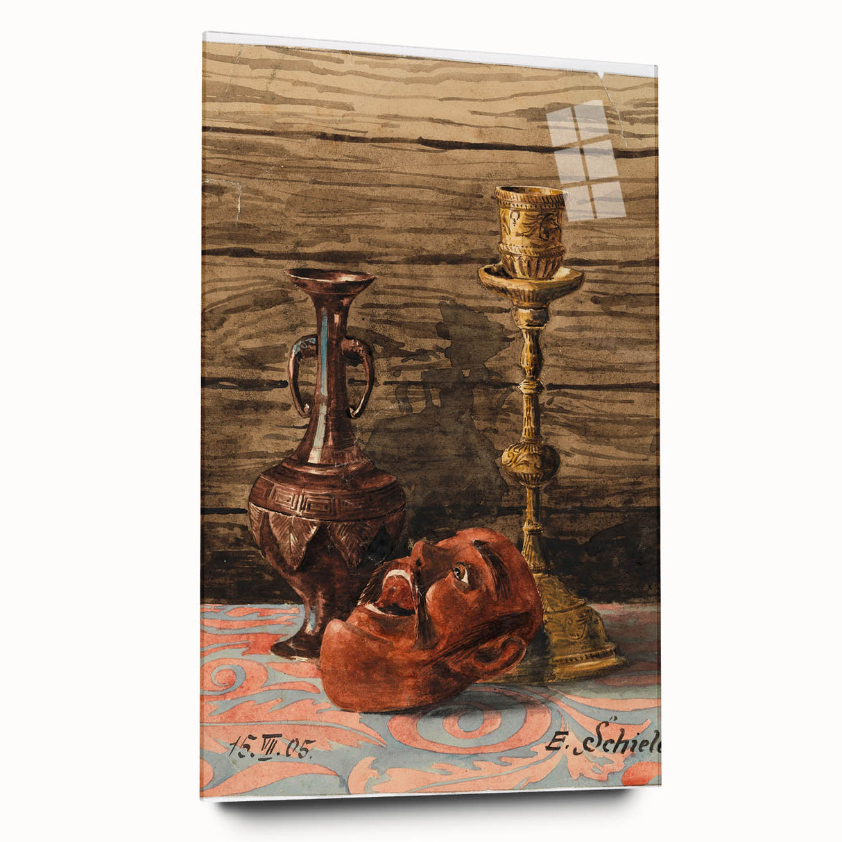 Intricate Art Deco Wall Art - Still Life with Vase, Mask, and Candlestick