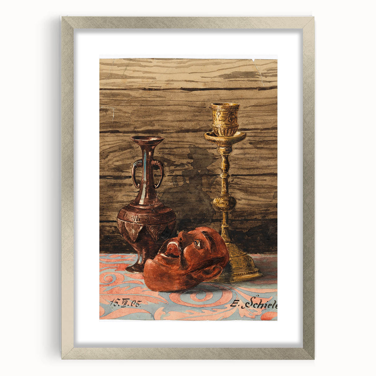 Intricate Art Deco Wall Art - Still Life with Vase, Mask, and Candlestick