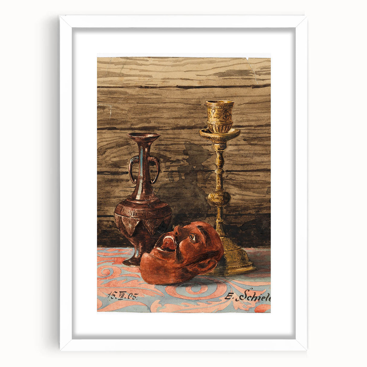 Intricate Art Deco Wall Art - Still Life with Vase, Mask, and Candlestick