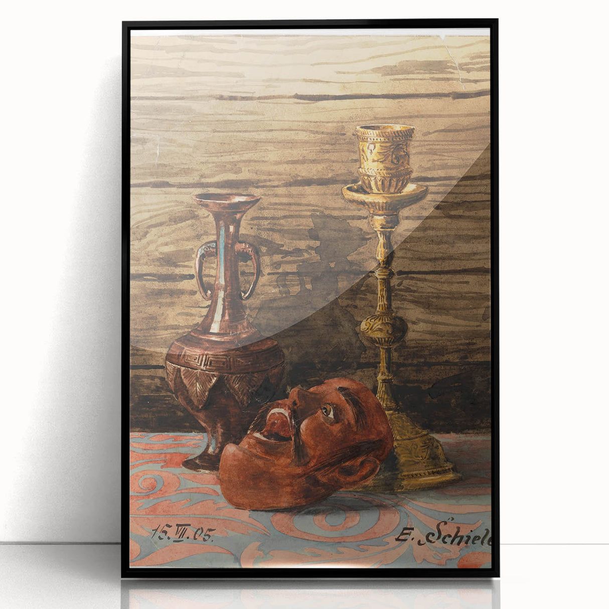 Intricate Art Deco Wall Art - Still Life with Vase, Mask, and Candlestick