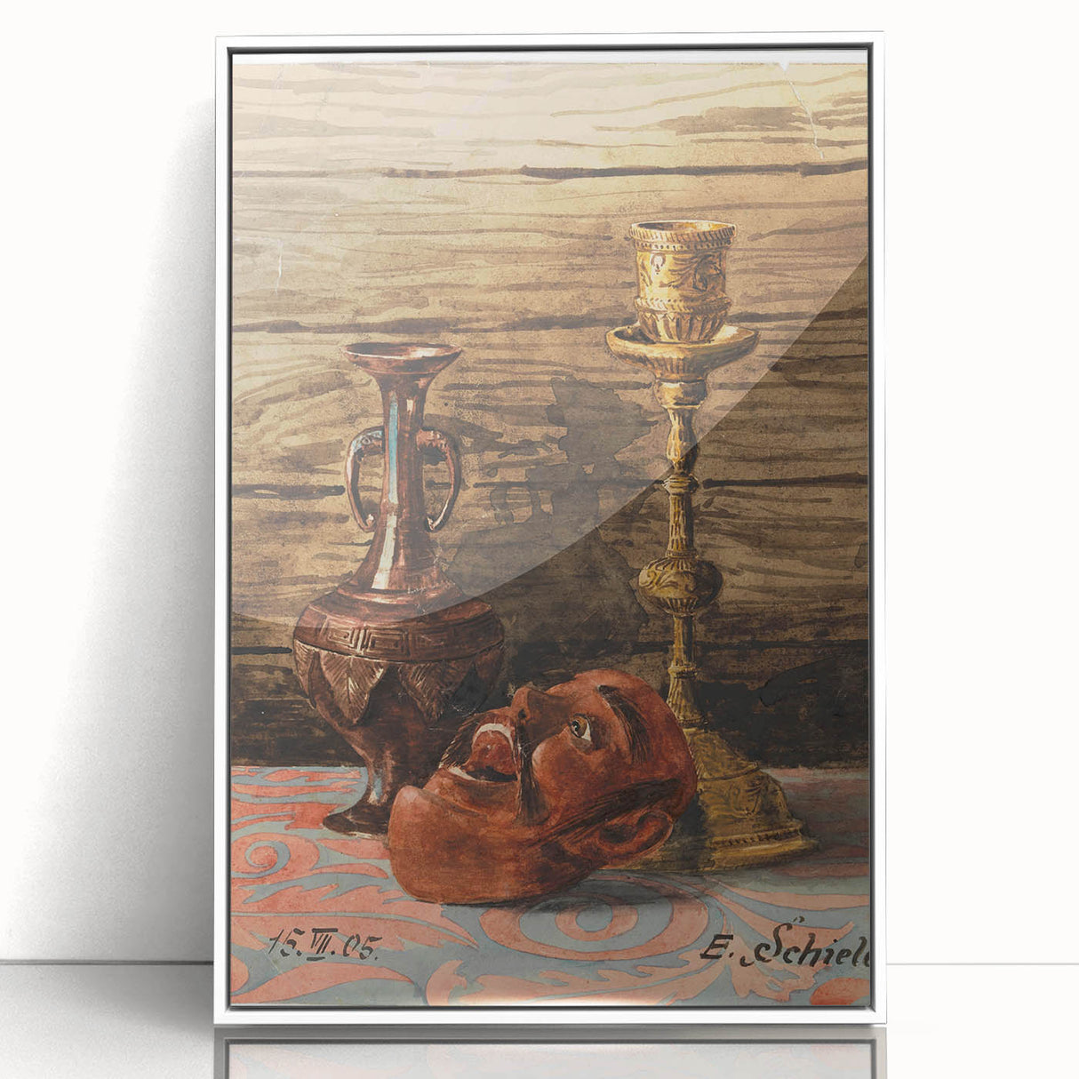 Intricate Art Deco Wall Art - Still Life with Vase, Mask, and Candlestick