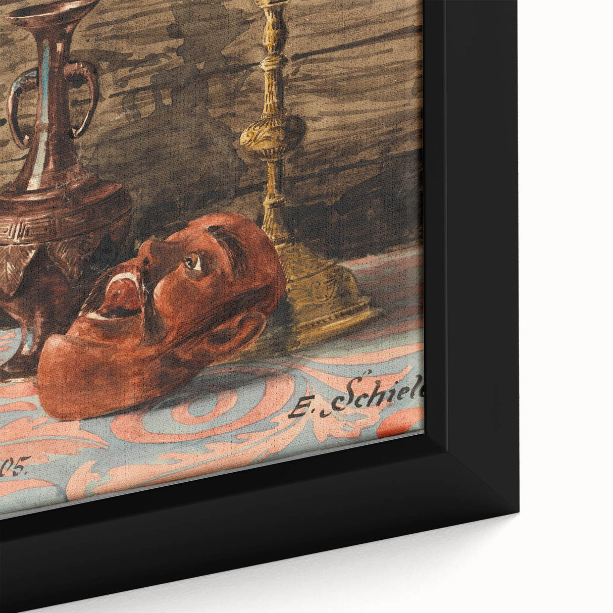 Intricate Art Deco Wall Art - Still Life with Vase, Mask, and Candlestick