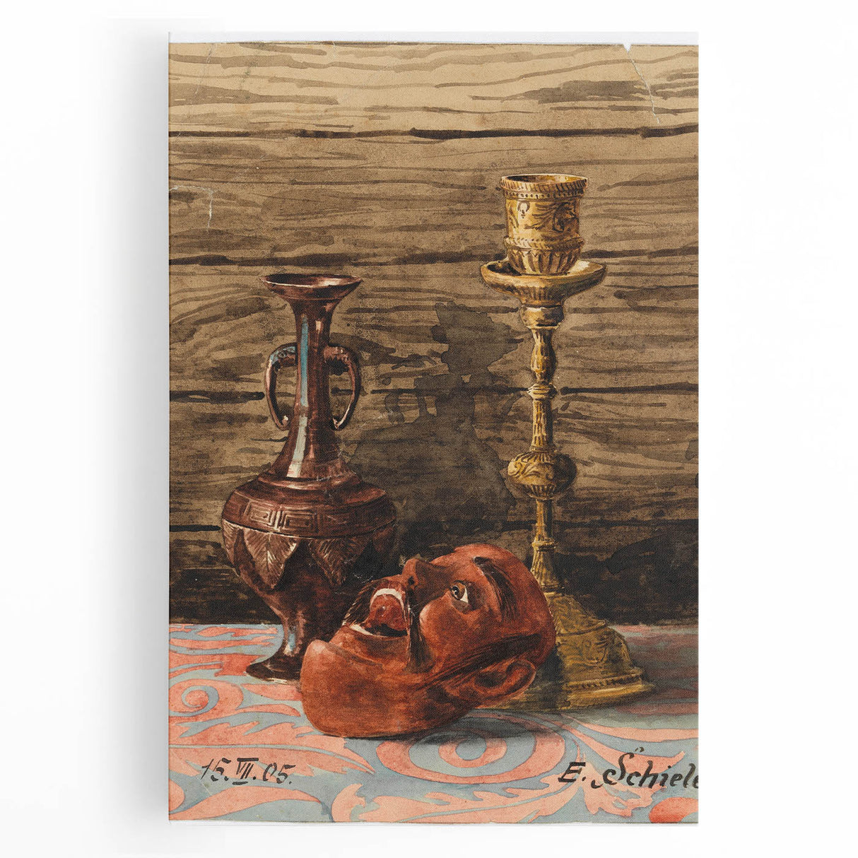 Intricate Art Deco Wall Art - Still Life with Vase, Mask, and Candlestick