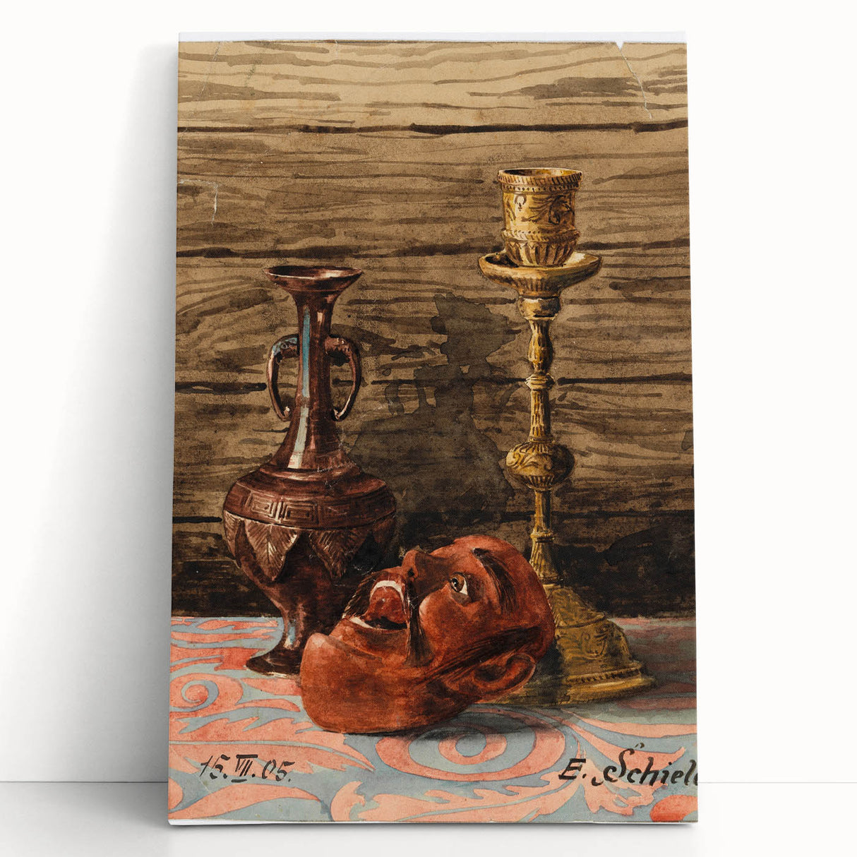 Intricate Art Deco Wall Art - Still Life with Vase, Mask, and Candlestick