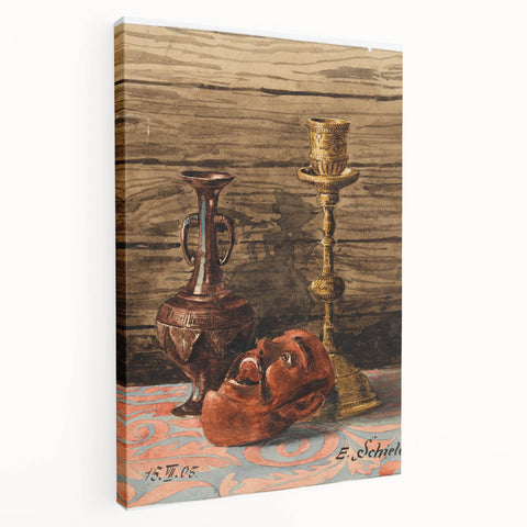 Intricate Art Deco Wall Art - Still Life with Vase, Mask, and Candlestick