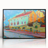Vibrant Expressionist Cityscape - Colorful Dance Hall Canvas Print
