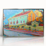 Vibrant Expressionist Cityscape - Colorful Dance Hall Canvas Print