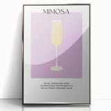 Large art print of a mid-century modernist food and drinks theme in a silver-framed acrylic.
