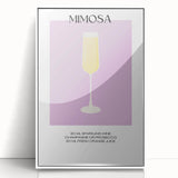 Mid-century modernist art featuring a simplistic food and drink motif in a white acrylic frame, ideal for nursery wall decor.