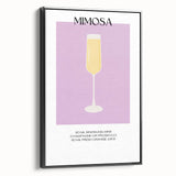 Black and white vintage poster art on framed canvas featuring a classic cocktail, ideal for bedroom wall decor.