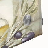 Close-up of large abstract wall art featuring vibrant fruit designs on acrylic glass, ideal for dining room decor.