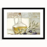 Extra large, textured abstract art print of colorful fruits on a black framed canvas, ideal for living room decor.