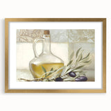 Extra large abstract art print featuring textured fruits in muted gold, framed, ideal for living room decor.