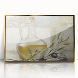 Large art print of assorted fruits in bold colors on a gold-framed acrylic, ideal for modern kitchen decor.