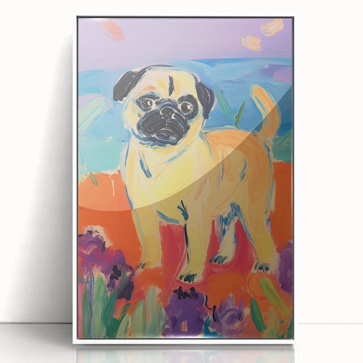 Cute Pug Kids Room Wall Art – Colorful Nursery Animal Print