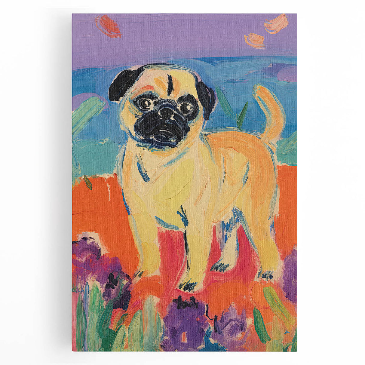 Cute Pug Kids Room Wall Art – Colorful Nursery Animal Print