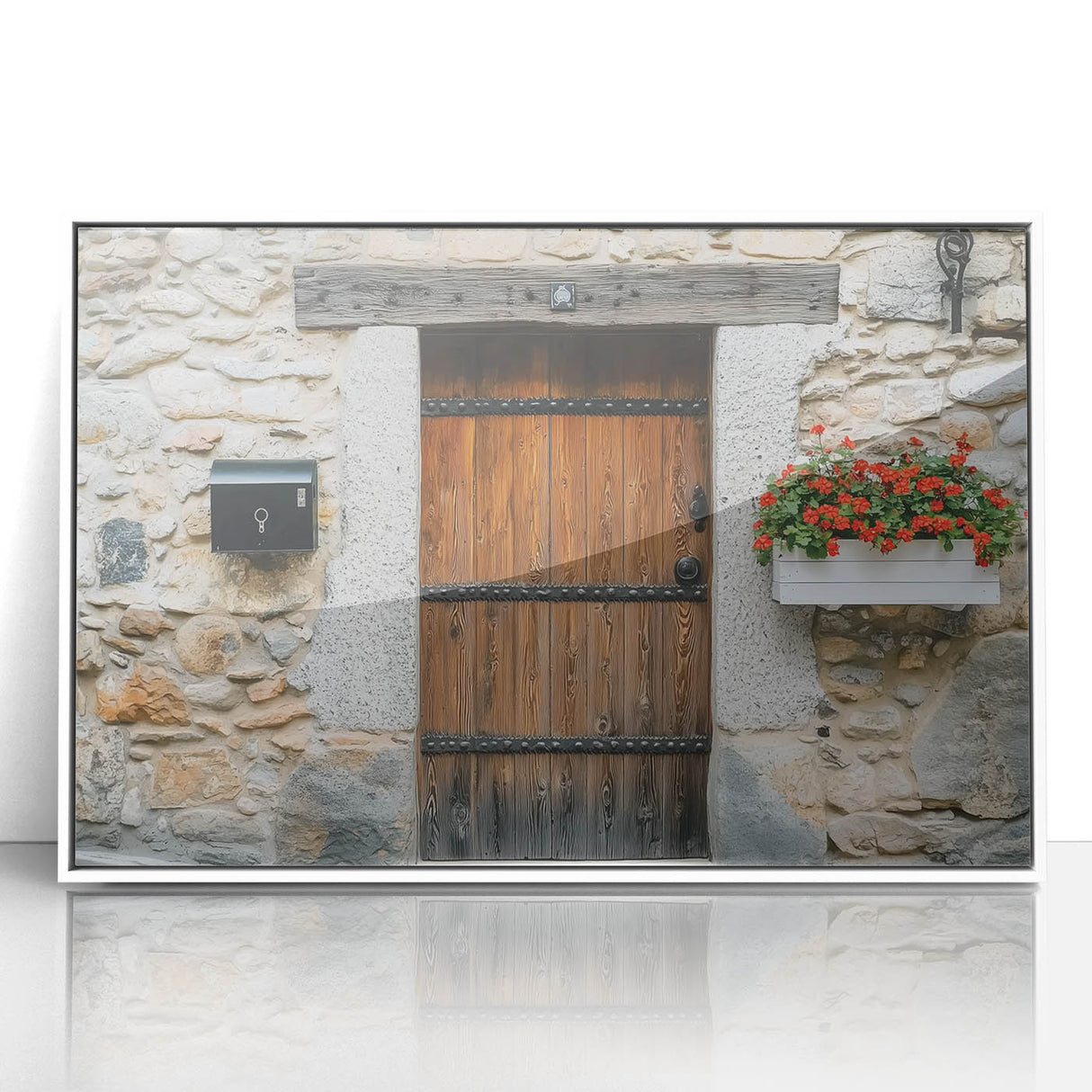 Framed acrylic landscape artwork of a rustic barn scene, showcasing vibrant colors and intricate details, ideal for home decor and art enthusiasts.