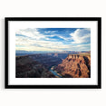 Black-framed landscape print showcasing vibrant canyons with intricate details, ideal for home decor or office spaces, enhancing any interior design aesthetic.