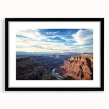 Black-framed landscape print showcasing vibrant canyons with intricate details, ideal for home decor or office spaces, enhancing any interior design aesthetic.