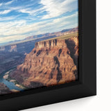 Framed canvas art close-up showcasing a vibrant landscape of canyons, highlighting the rich colors and intricate textures, perfect for modern home decor.