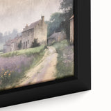 Framed canvas wall art depicting a vibrant countryside landscape, showcasing lush greenery, rolling hills, and a serene sky, perfect for home decor.