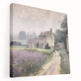 Stretched canvas wall art depicting a serene countryside landscape with rolling green hills and a vibrant sunset, showcasing rich colors and tranquil scenery. Perfect for adding a calming touch to home decor.