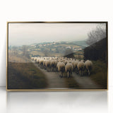 Framed acrylic artwork showcasing a picturesque countryside landscape with vibrant colors, set in an elegant gold frame, ideal for home decor enhancements.