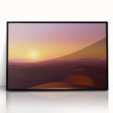 Framed acrylic artwork depicting a stunning desert landscape, featuring vibrant colors and intricate details, showcased in a sleek black frame, perfect for modern decor.