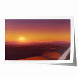 Desert landscape rolled print showcasing vibrant orange and yellow hues, featuring sandy dunes and a clear blue sky, packaged securely in a protective tube.