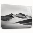 Abstract acrylic landscape artwork depicting serene sand dunes in warm tones, framed in glass with stylish pins, perfect for modern home decor.