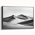 Framed canvas artwork depicting serene sand dunes at sunset, showcasing warm golden hues and intricate textures, ideal for enhancing modern home decor.