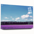 Acrylic artwork of vibrant green fields with textured brush strokes, displayed in a side view showcasing artistic pins for hanging. Perfect for home decor enthusiasts.