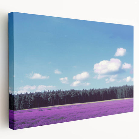 Stretched canvas artwork depicting vibrant green fields under a blue sky, highlighting the serene beauty of nature, ideal for home decor and art enthusiasts.
