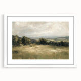 Elegant white-framed landscape art print with a mat, showcasing vibrant colors and intricate details, ideal for home decor or gallery display.