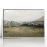 Framed acrylic landscape artwork featuring serene natural scenery in vibrant colors, presented in a sleek white frame, perfect for home decor enhancement.