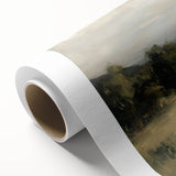 Vibrant rolled canvas artwork showcasing a stunning landscape design with rich colors and intricate details, elegantly packaged in a protective cardboard tube.