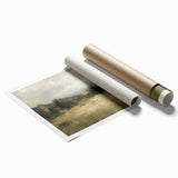 Rolled print showcasing a vibrant landscape design with intricate details, featuring rich colors and textures, securely packaged in a durable tube for safe shipping.