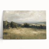 Stretched canvas artwork featuring a vibrant landscape design, showcasing rich colors and intricate details, positioned against a neutral wall backdrop for display. This stunning piece enhances any interior space with its artistic elegance.