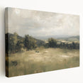 Stretched canvas artwork showcasing a vibrant landscape design with rich colors, viewed from the side, ideal for home decor and artistic enhancement.