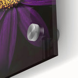 Close-up of a floral design in muted green and pink tones on acrylic glass, suitable as large abstract dining room art.