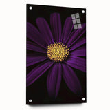 Large abstract floral art on acrylic glass, featuring vibrant pinks and greens, ideal for dining room or bedroom decor.